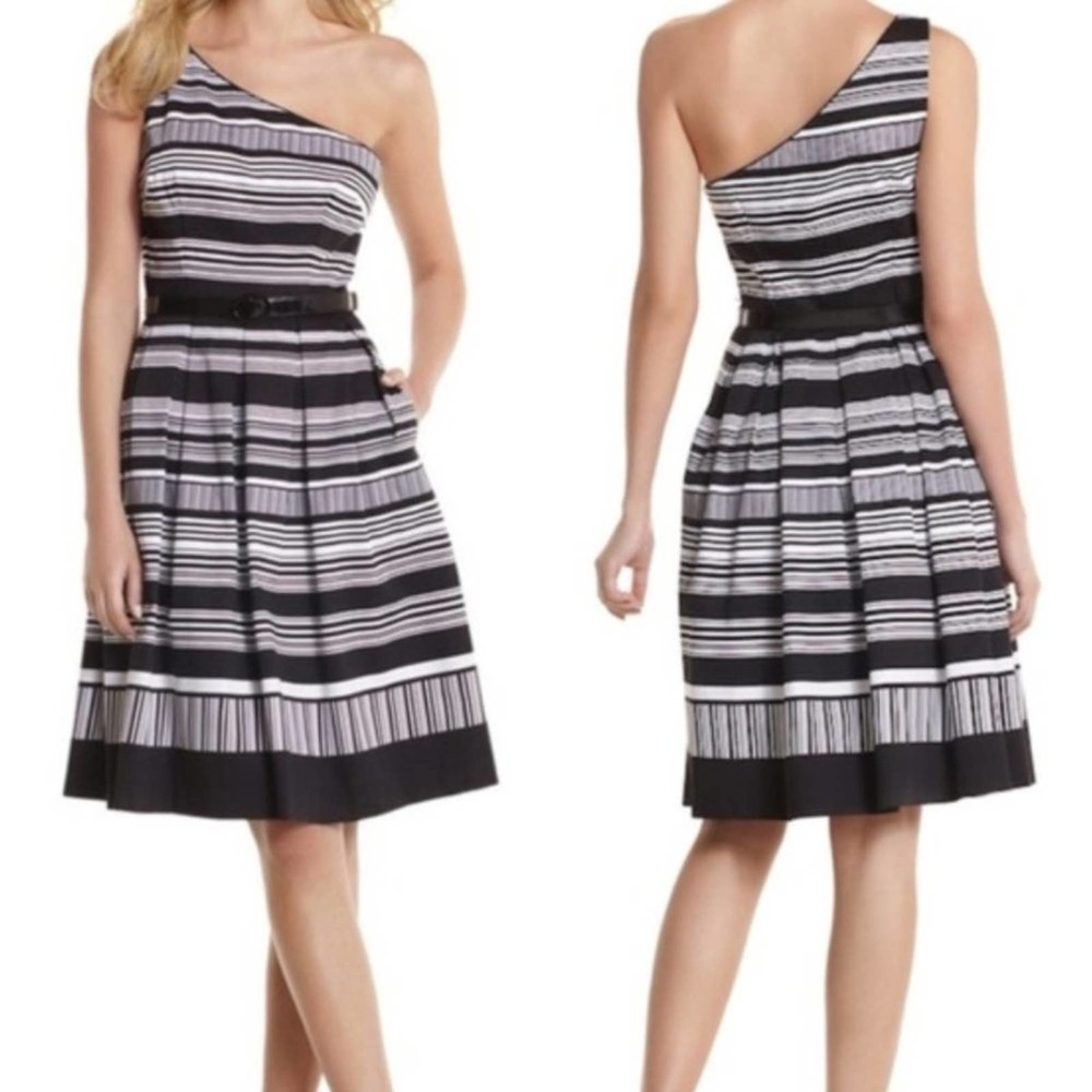 WHBM Striped One Shoulder Dress-Sz 8